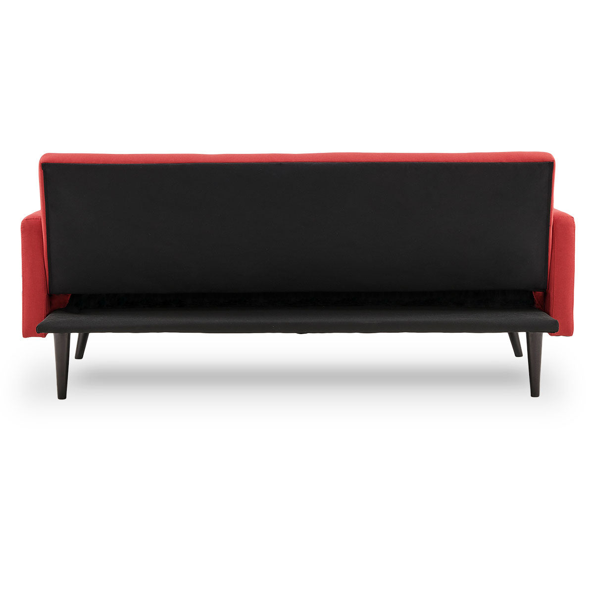 Sarantino Tufted Faux Linen 3-Seater Sofa Bed with Armrests - Red