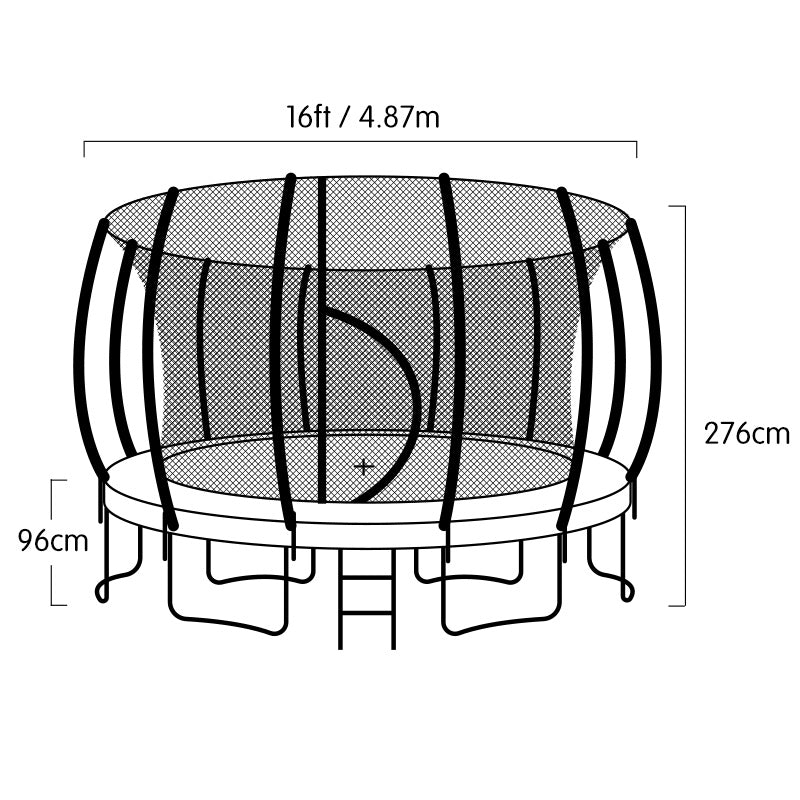 Kahuna 16ft Trampoline Free Ladder Spring Mat Net Safety Pad Cover Round Enclosure - Rainbow