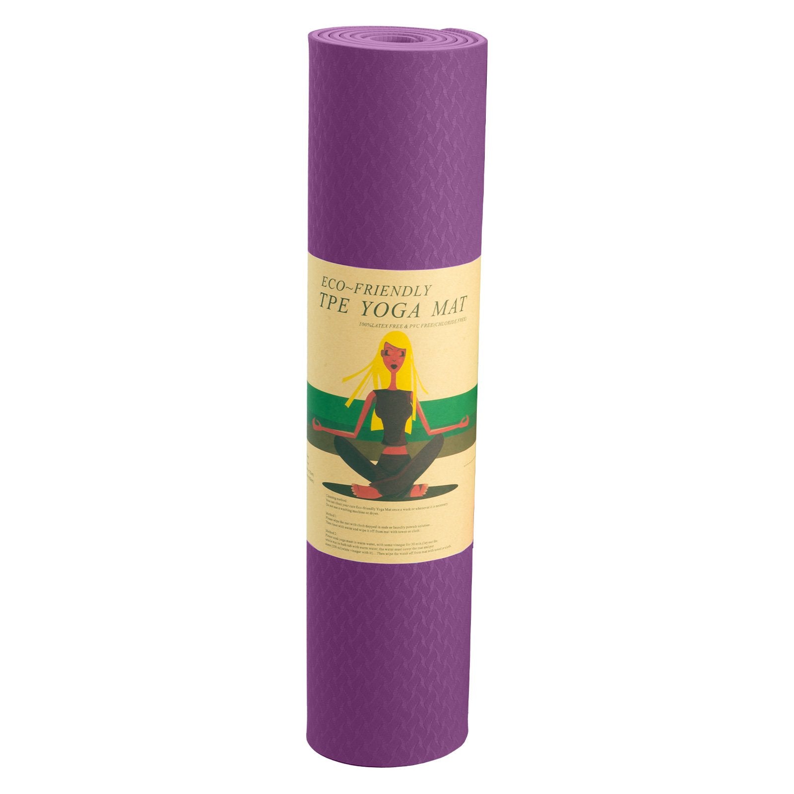 Powertrain Eco-friendly Dual Layer 6mm Yoga Mat | Royal Purple | Non-slip Surface And Carry Strap For Ultimate Comfort And Portability