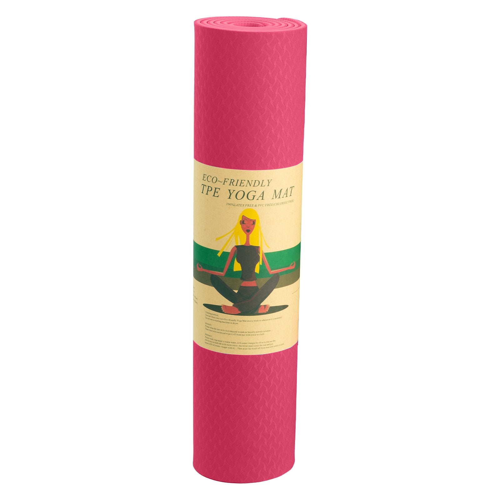 Powertrain Eco-friendly Dual Layer 6mm Yoga Mat | Pink | Non-slip Surface And Carry Strap For Ultimate Comfort And Portability