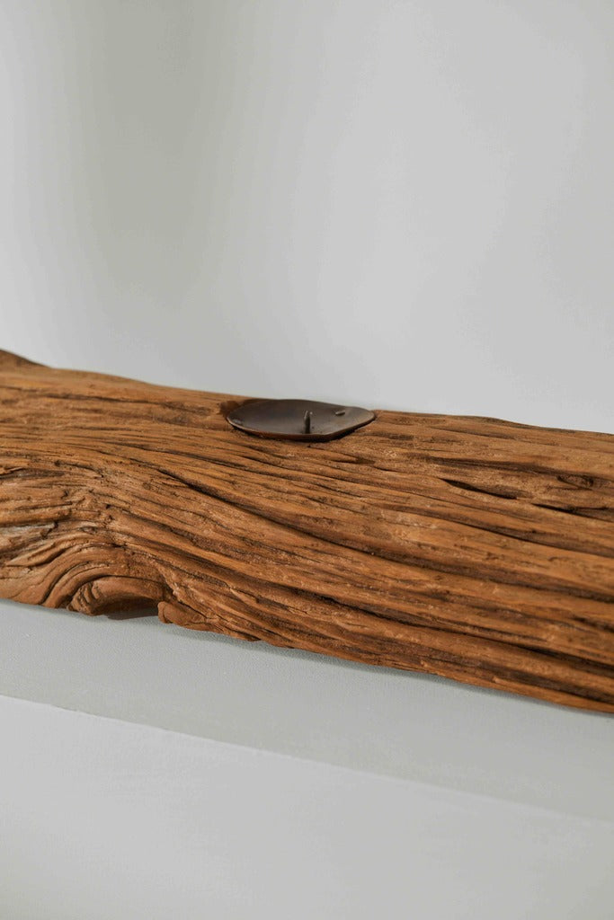 Tree Stripes Rustic Log Candle Holder