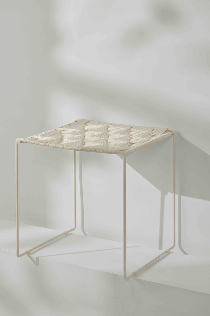 Tree Stripes Woven Table / Stool - White