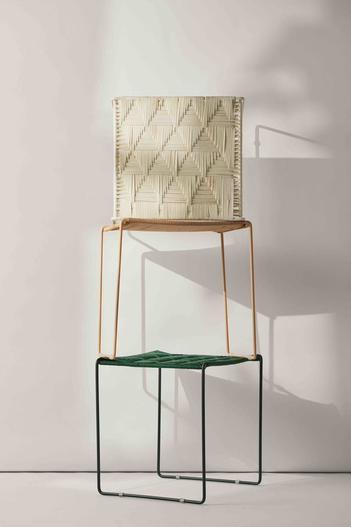 Tree Stripes Woven Table / Stool - White