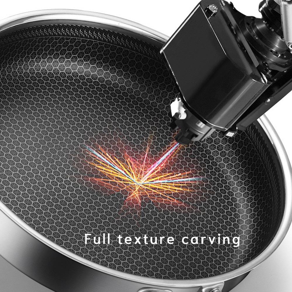 304 Stainless Steel Frying Pan Non-Stick Cooking Frypan Cookware 28cm Honeycomb Double Sided without lid