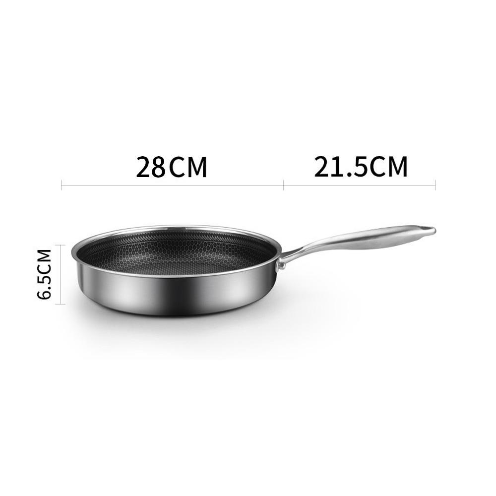 304 Stainless Steel Frying Pan Non-Stick Cooking Frypan Cookware 28cm Honeycomb Double Sided without lid