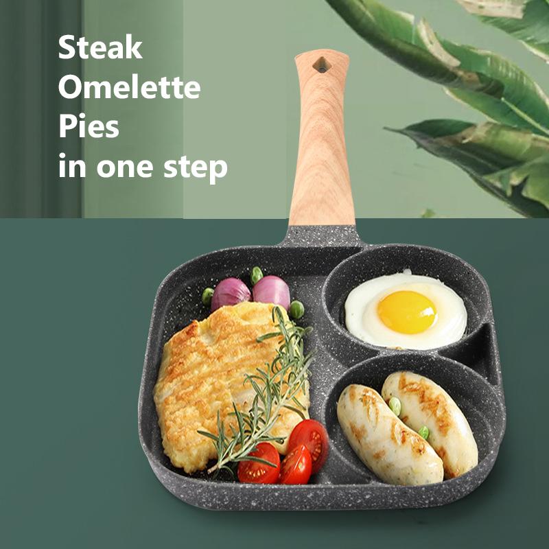 4 hole Frying Pot Pan Non-stick Egg Pancake Steak Hamburg Omelet Pan Tools AU