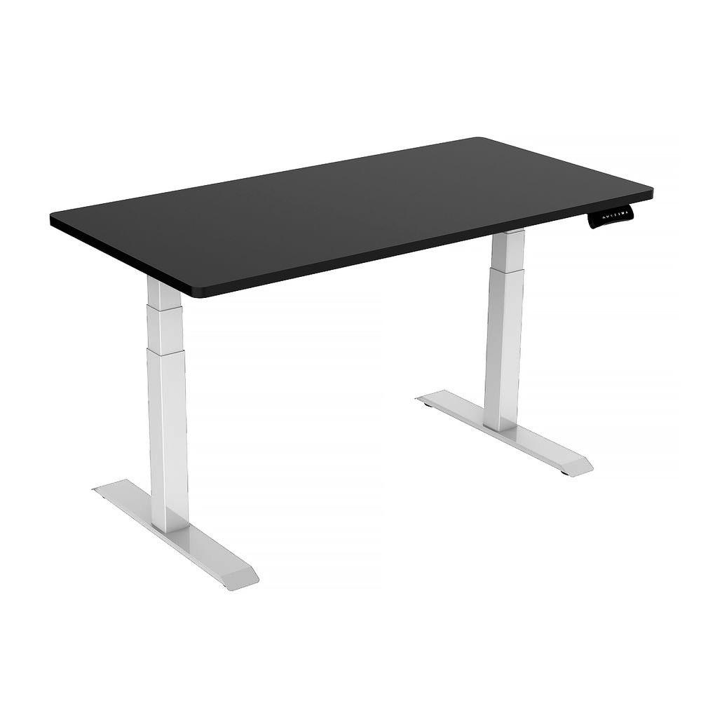 160cm Standing Desk Height Adjustable Sit Stand Motorised White Dual Motors Frame Black Top