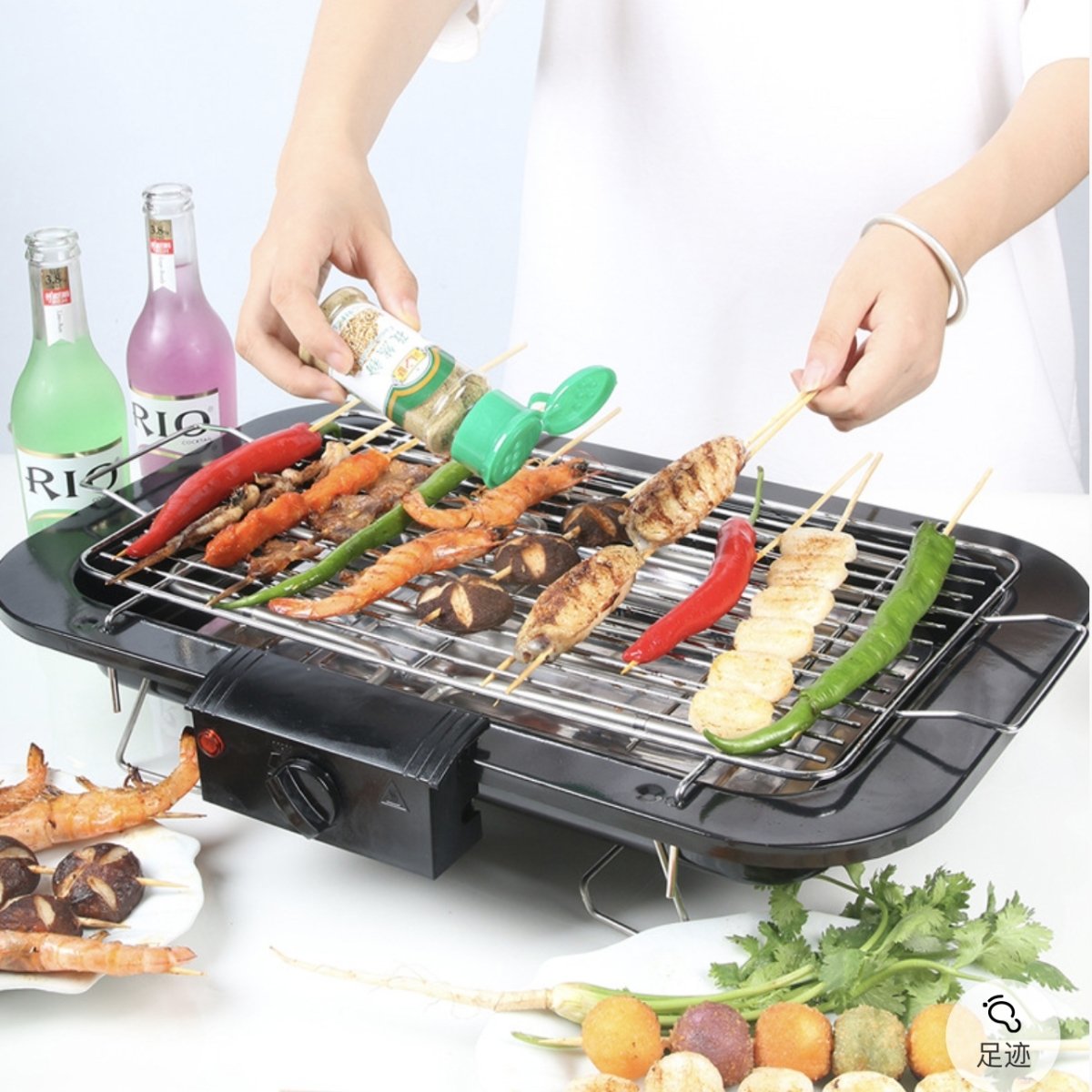 Portable Electric BBQ Grill Teppanyaki Smokeless Barbeque Pan Hot Plate Table Black