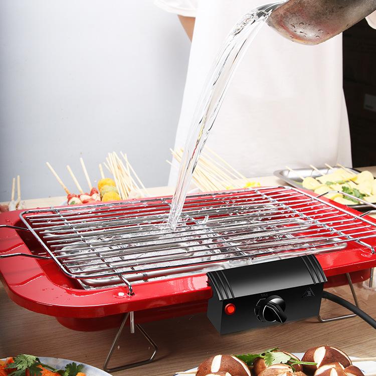 Portable Electric BBQ Grill Teppanyaki Smokeless Barbeque Pan Hot Plate Table Red