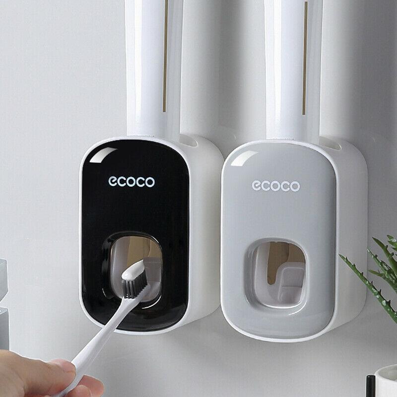 Ecoco Wall mount auto ands Free Toothpaste Dispenser Automatic Toothpaste Squeezer Bathroom Toothpaste Holder Grey