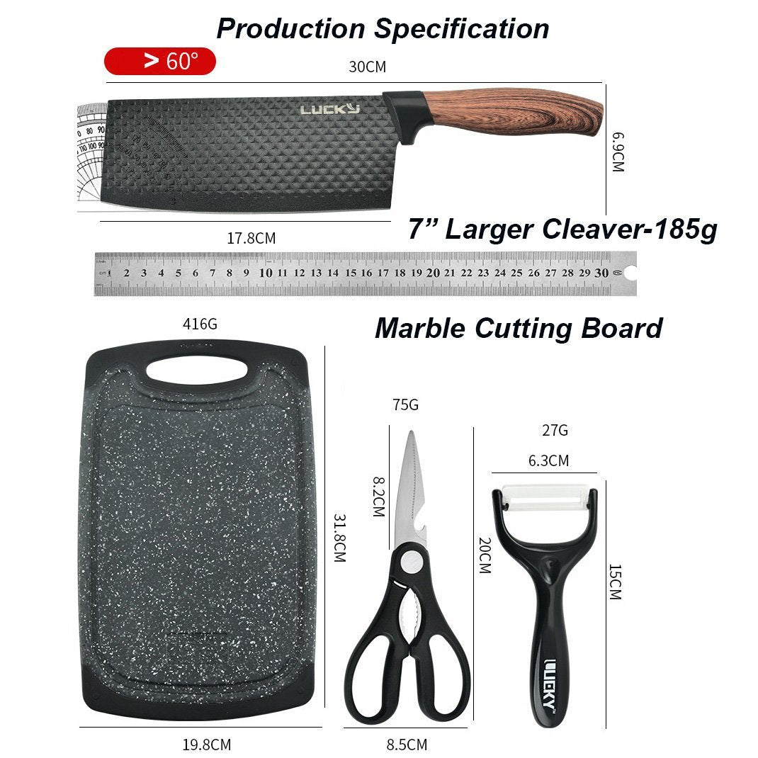 6 pieces Kitchen Knife Set Everich Chef Knives Stainless Steel Nonstick Scissor Cutting Board