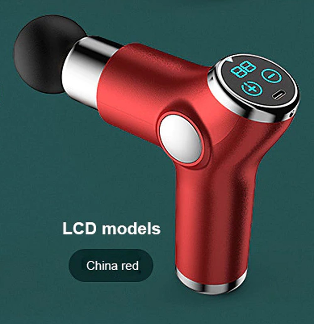 Mini Massage Gun Percussion Massager Muscle Relaxing Therapy Deep Tissue LCD Red