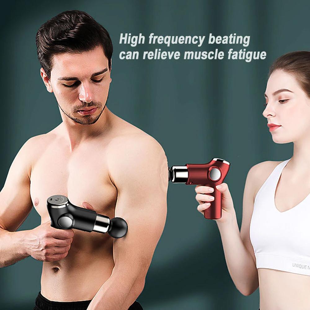 Mini Massage Gun Percussion Massager Muscle Relaxing Therapy Deep Tissue LCD Red