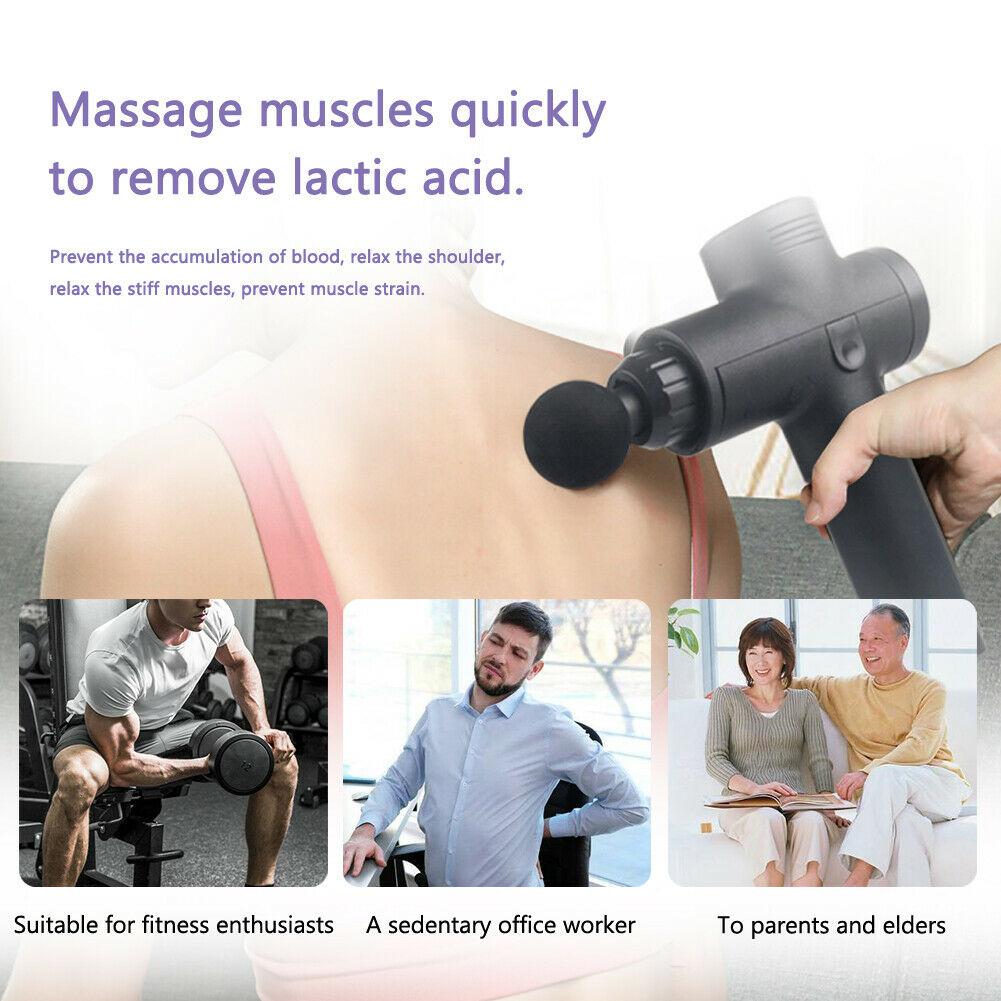 POWERFUL 6 Heads LCD Massage Gun Percussion Vibration Muscle Therapy Deep Tissue Carbon Friber