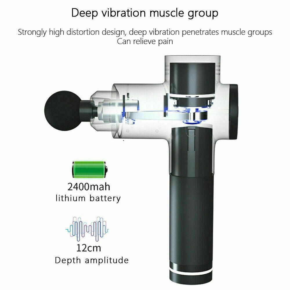 POWERFUL 6 Heads LCD Massage Gun Percussion Vibration Muscle Therapy Deep Tissue Carbon Friber