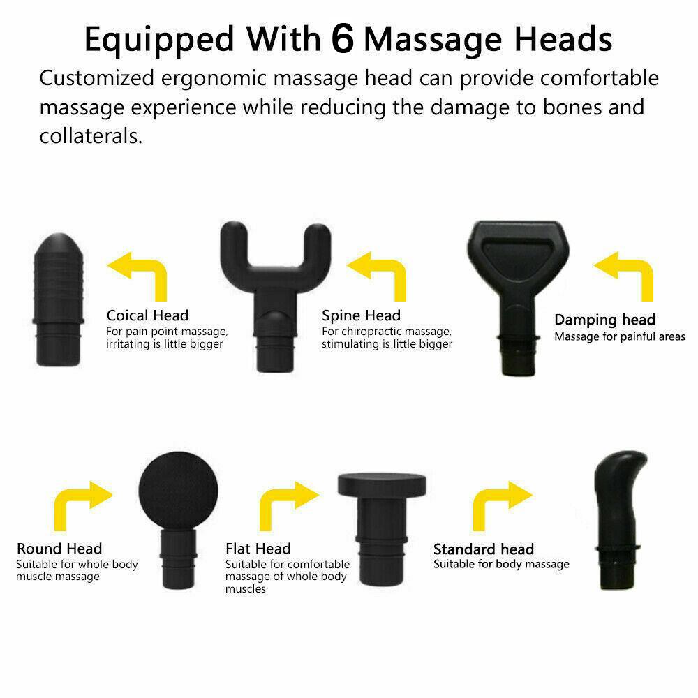 POWERFUL 6 Heads LCD Massage Gun Percussion Vibration Muscle Therapy Deep Tissue Silver