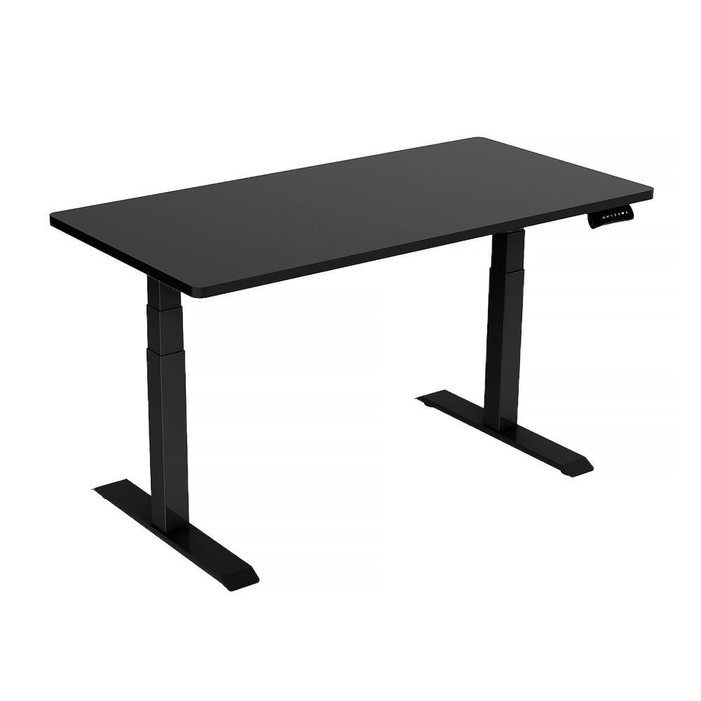 Standing Desk Height Adjustable Sit Stand Motorised Single Grey Motor Frame Maple Top