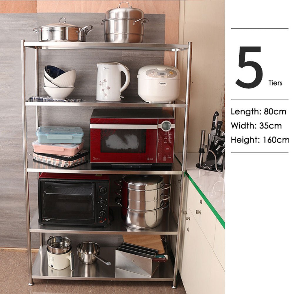 4 Tiers 120cm Height Stainless Steel Kitchen Microwave Oven Storage Rack Multilayer Organizer for Cookware