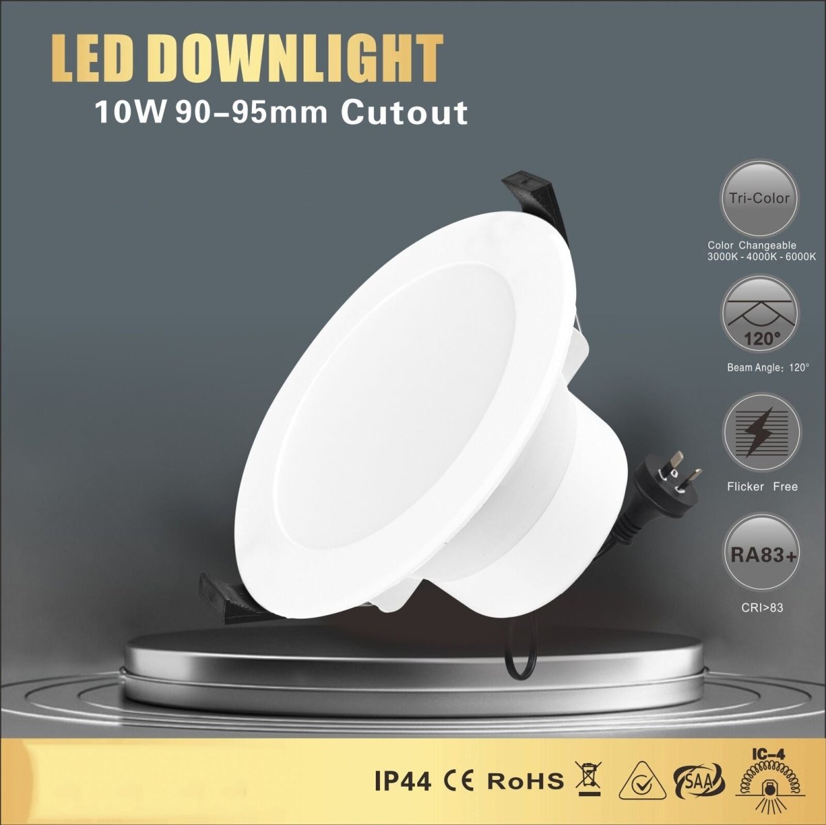 1 PCS LED DOWNLIGHT KIT 90MM NON DIM 10W 3 COLOR IN 1 WARM WHITE COOL WHITE DAY LIGHT TRI COLOR