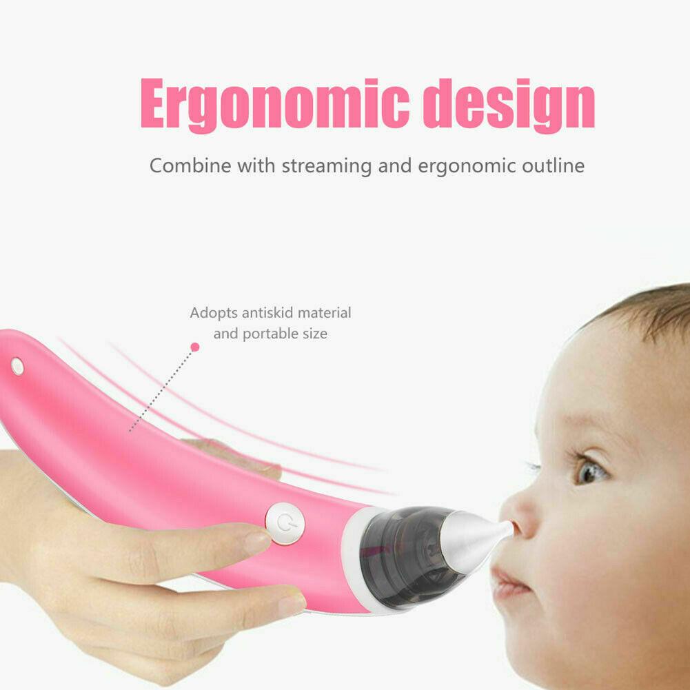 Baby Nasal Aspirator Electric Safe Hygienic Nose Cleaner Snot Sucker For baby (Red)