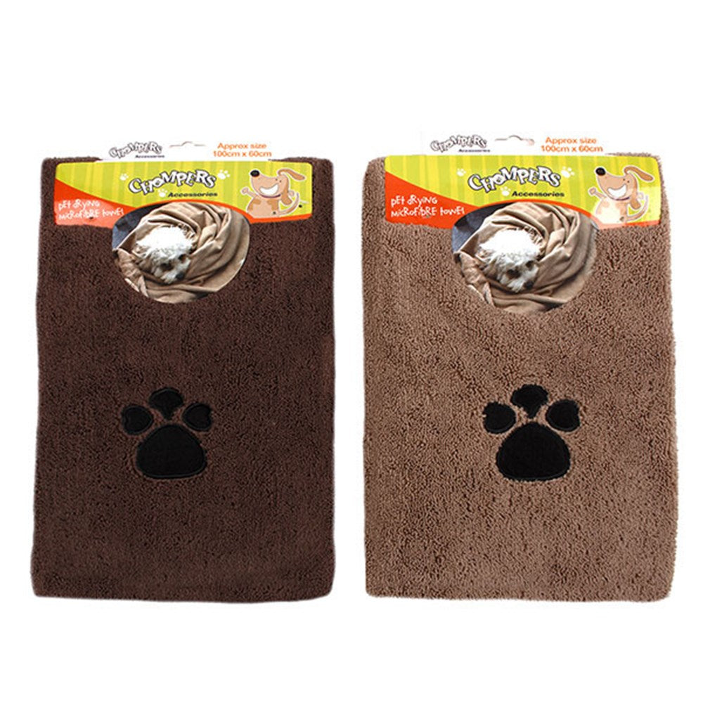 Chompers Pet Drying Microfibre Towel - - 1 x Colour Randomly Selected