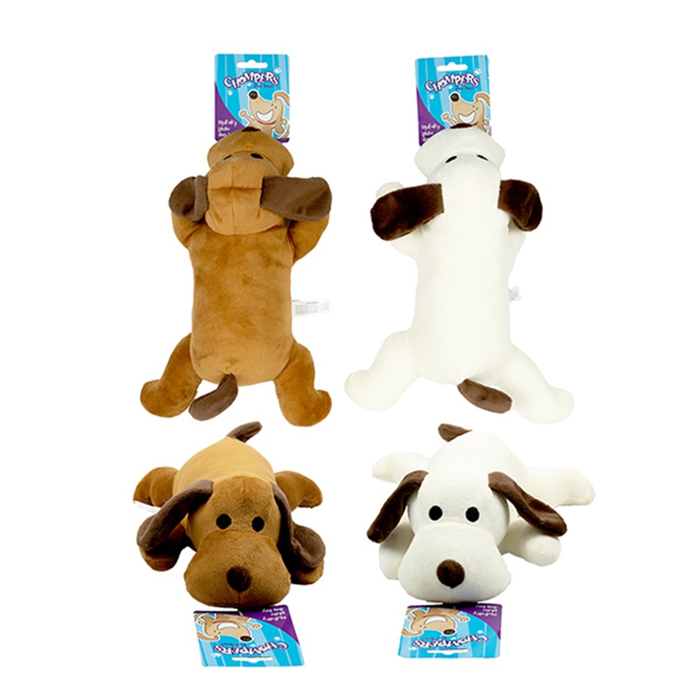 Chompers Dog Toy Plush Dog - - 1 x Colour Randomly Selected