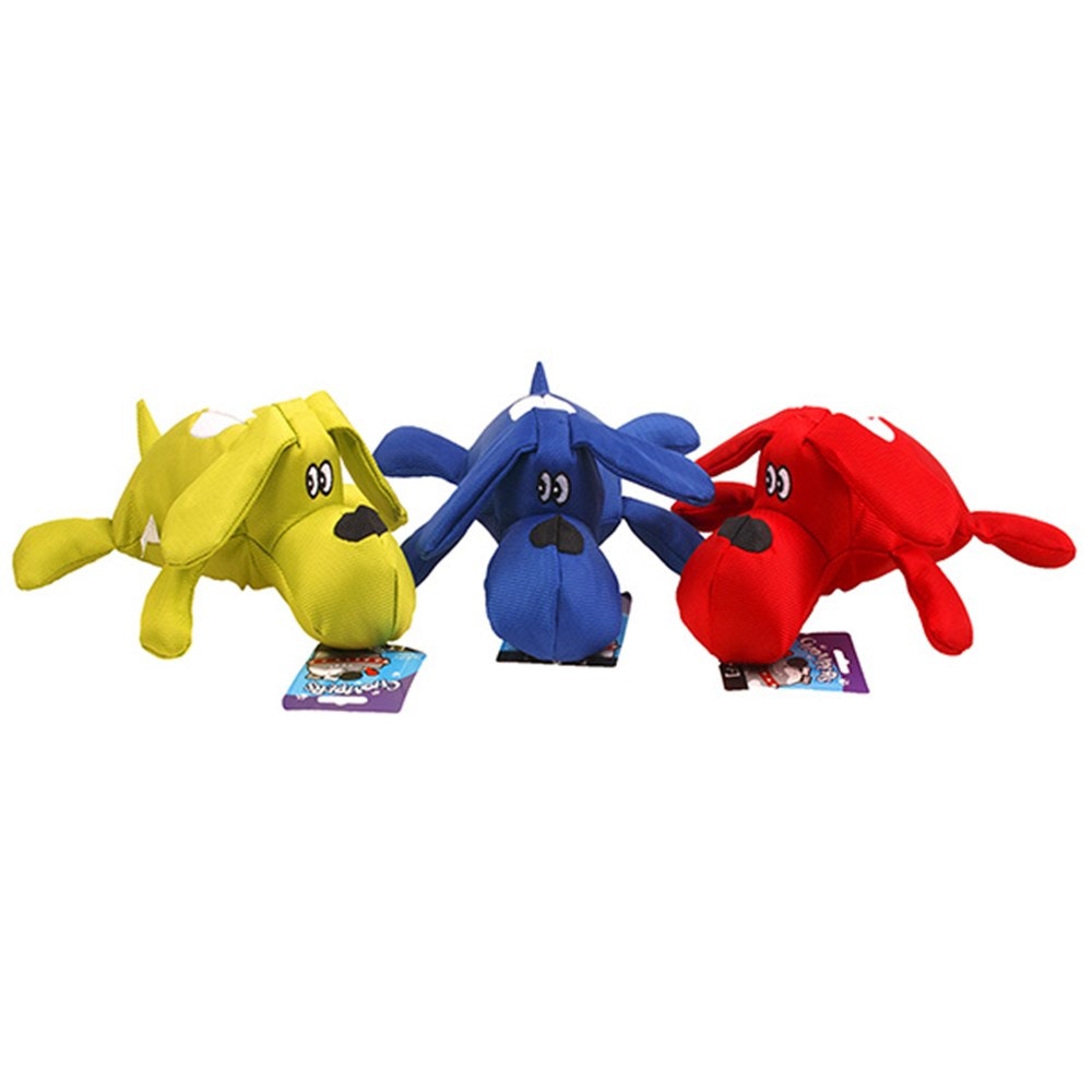 Chompers Plush Dog Toy Squeaky - 1 x Colour Randomly Selected