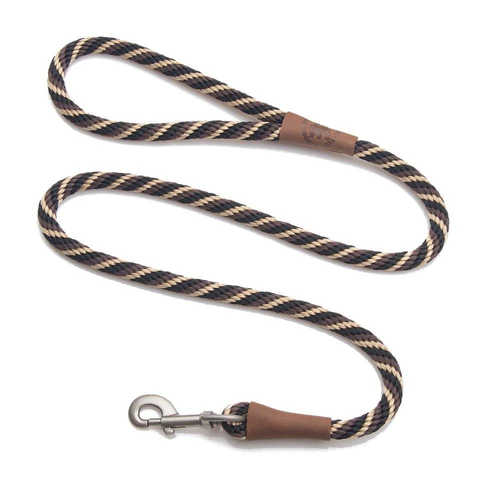 Mendota Clip Leash Small - lengths 3/8in x 4ft(10mm x1.2m) Made in the USA - Twist - Mocha