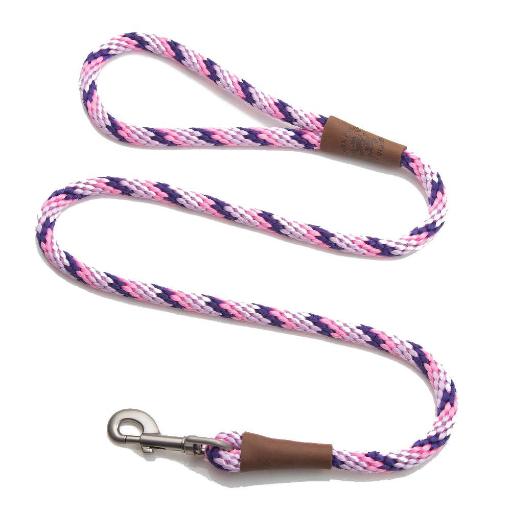 Mendota Clip Leash Large - lengths 1/2in x 6ft(13mm x1.8m) Made in the USA - Tricolour Lilac