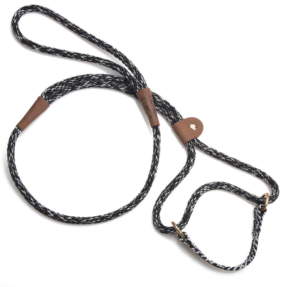 MENDOTA DOG WALKER - MARTINGALE LEASH - Made in the USA Length 1/2in x 6ft(13mm x 1.8m) - Salt and Pepper