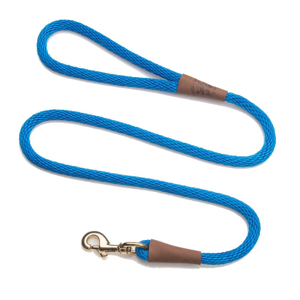 Mendota Clip Leash Small - lengths 3/8in x 6ft(10mm x1.8m) Made in the USA - Blue