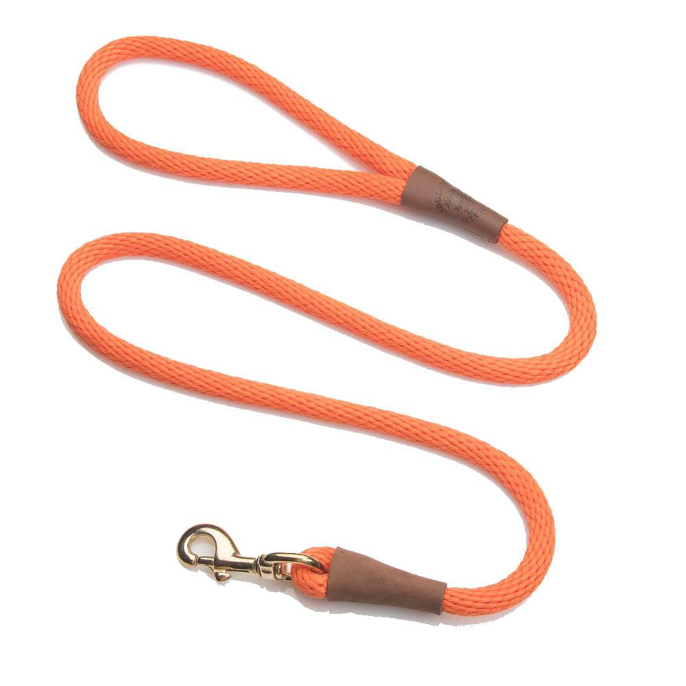 Mendota Clip Leash Small - lengths 3/8in x 6ft(10mm x1.8m) Made in the USA - Orange