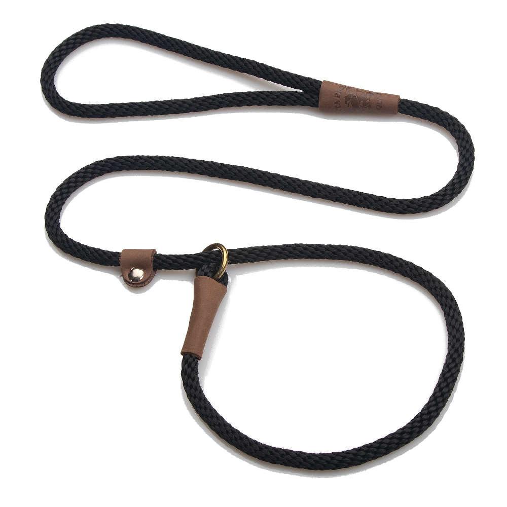 Mendota British Style Slip Leash - Length 3/8in x 4ft(10mm x 1.2m) - Black