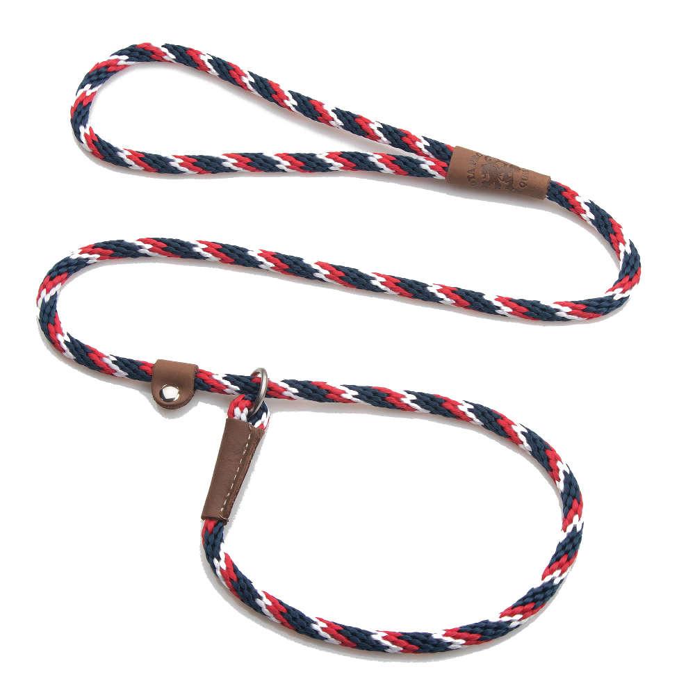 Mendota British Style Slip Leash - Length 3/8in x 6ft(10mm x 1.8m) - Tricolour Pride