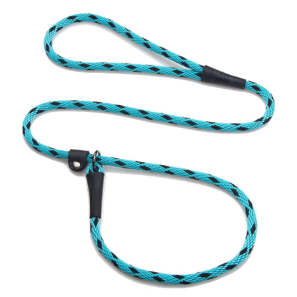 Mendota British Style Slip Leash - Length 3/8in x 6ft(10mm x 1.8m) - Black Ice - Turquoise