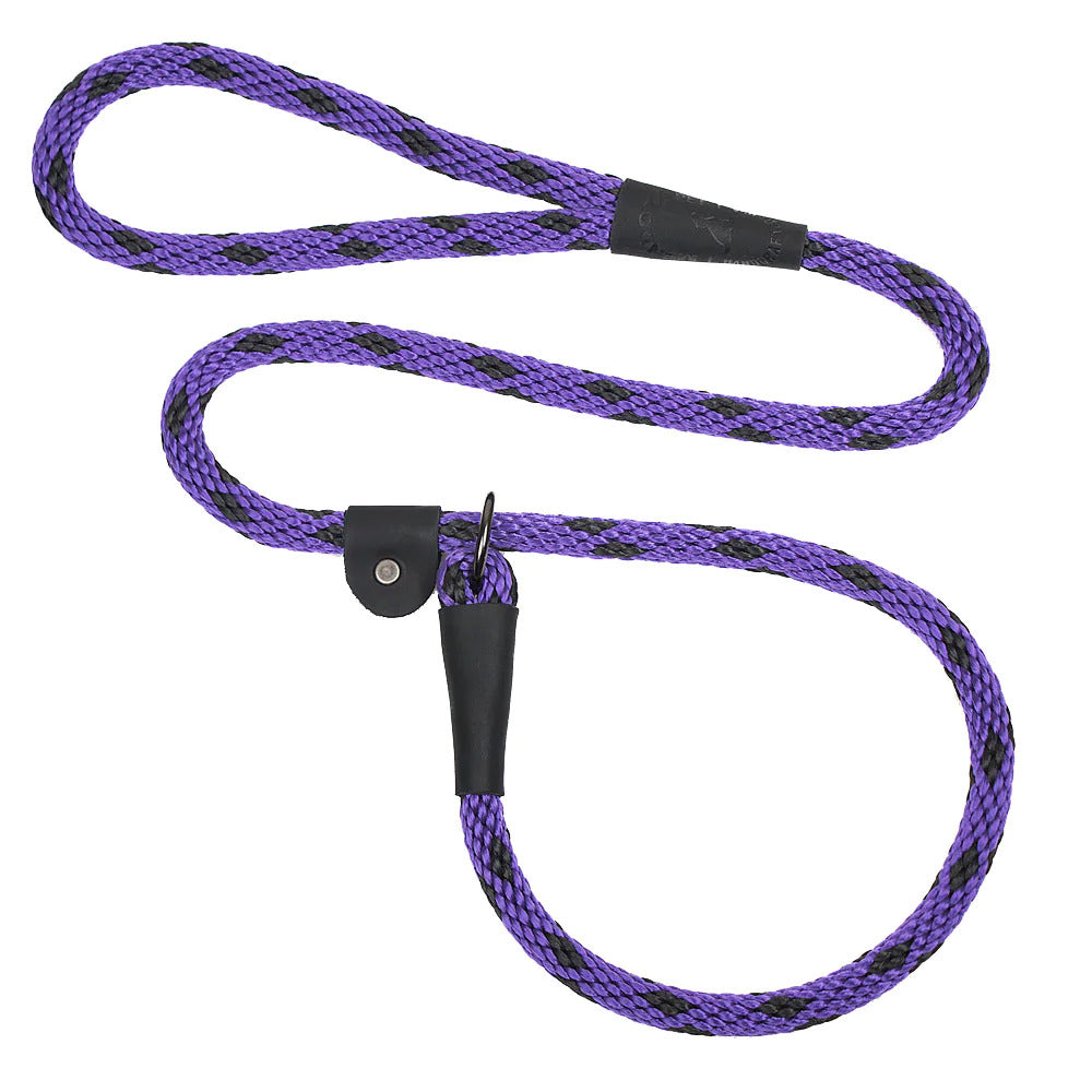 Mendota British Style Slip Leash - Length 3/8in x 6ft(10mm x 1.8m) - Black Ice - Purple