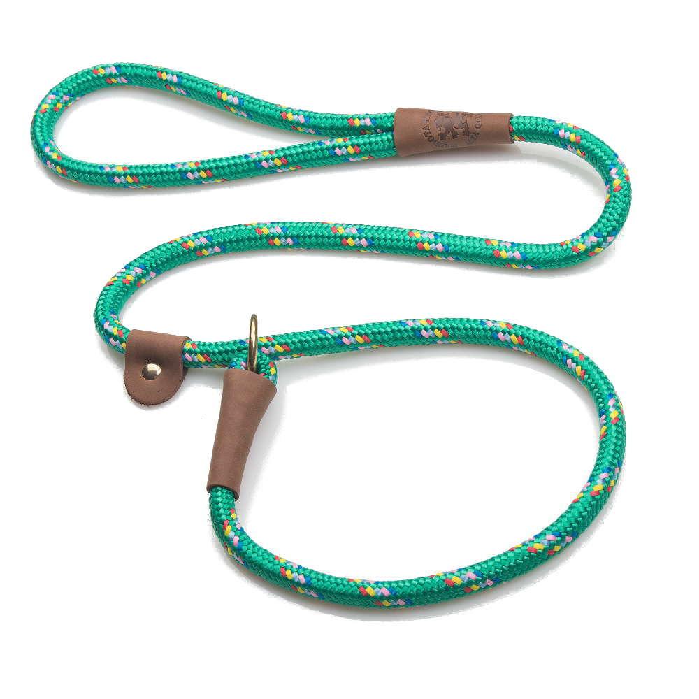 Mendota British Style Slip Leash - Length 1/2in x 4ft(13mm x 1.2m) - Kelly Green Confetti