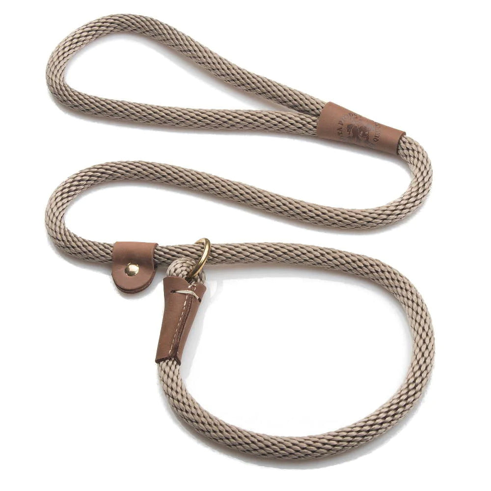 Mendota British Style Slip Leash - Length 1/2in x 6ft(13mm x 1.8m) - Tan