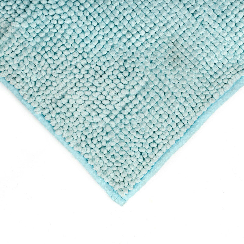 Microfiber Shower & Bathroom Bath Mat Non Slip Soft Pile Design (Aqua)