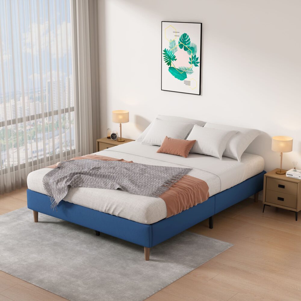 Velvet Blue Bed Frame- Queen