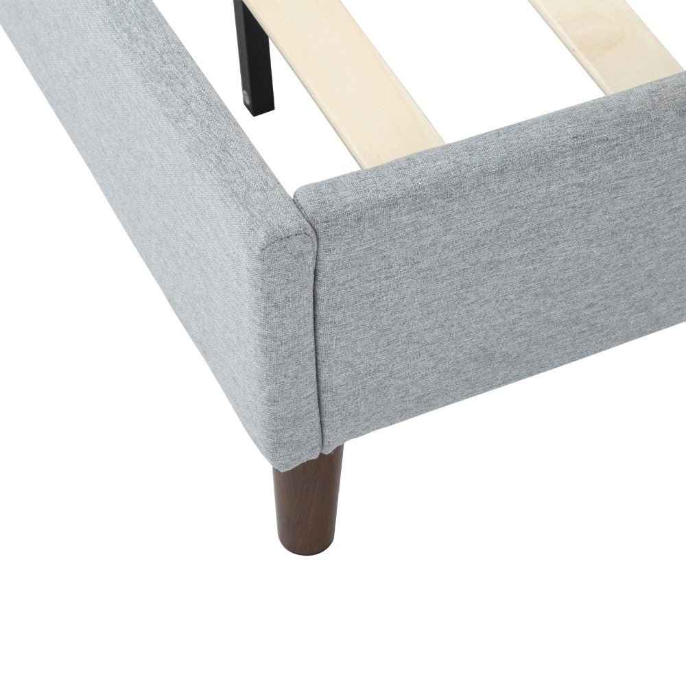 Bedframe with Wooden Slats (Light Grey) - Single