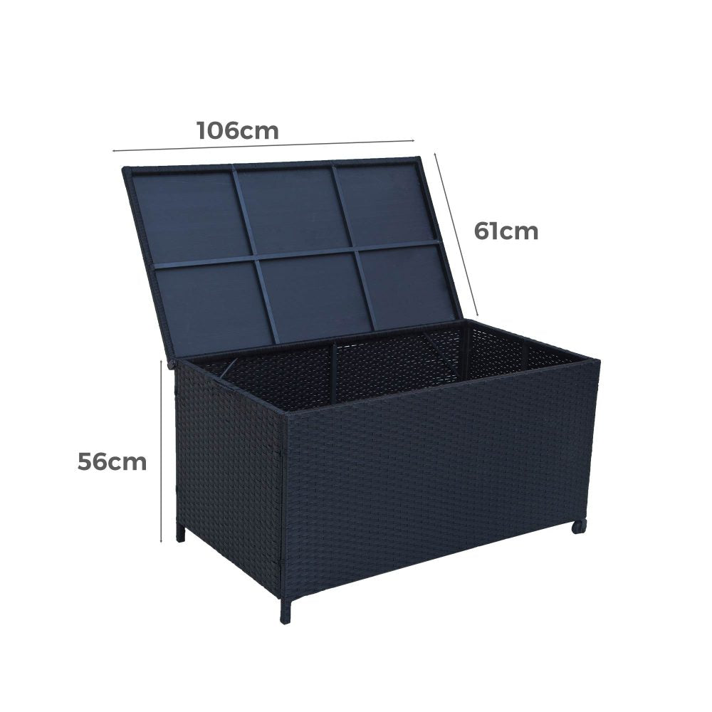 Outdoor PE Wicker Storage Box Garden 320L-Black