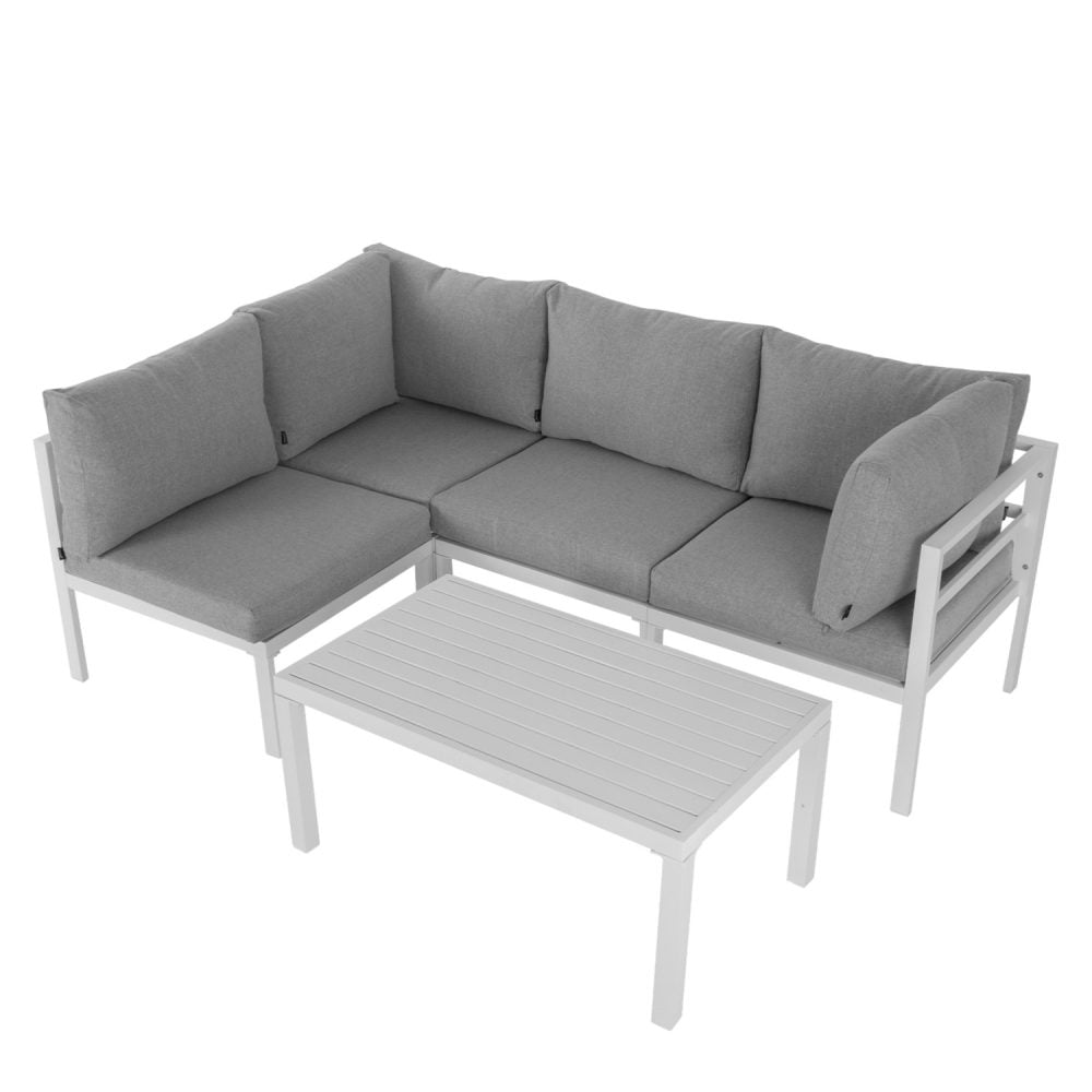 Outdoor White Modern 5 Piece Lounge Set