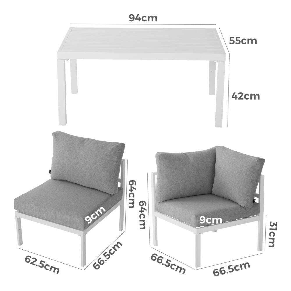 Outdoor 5 Piece White Couch Set