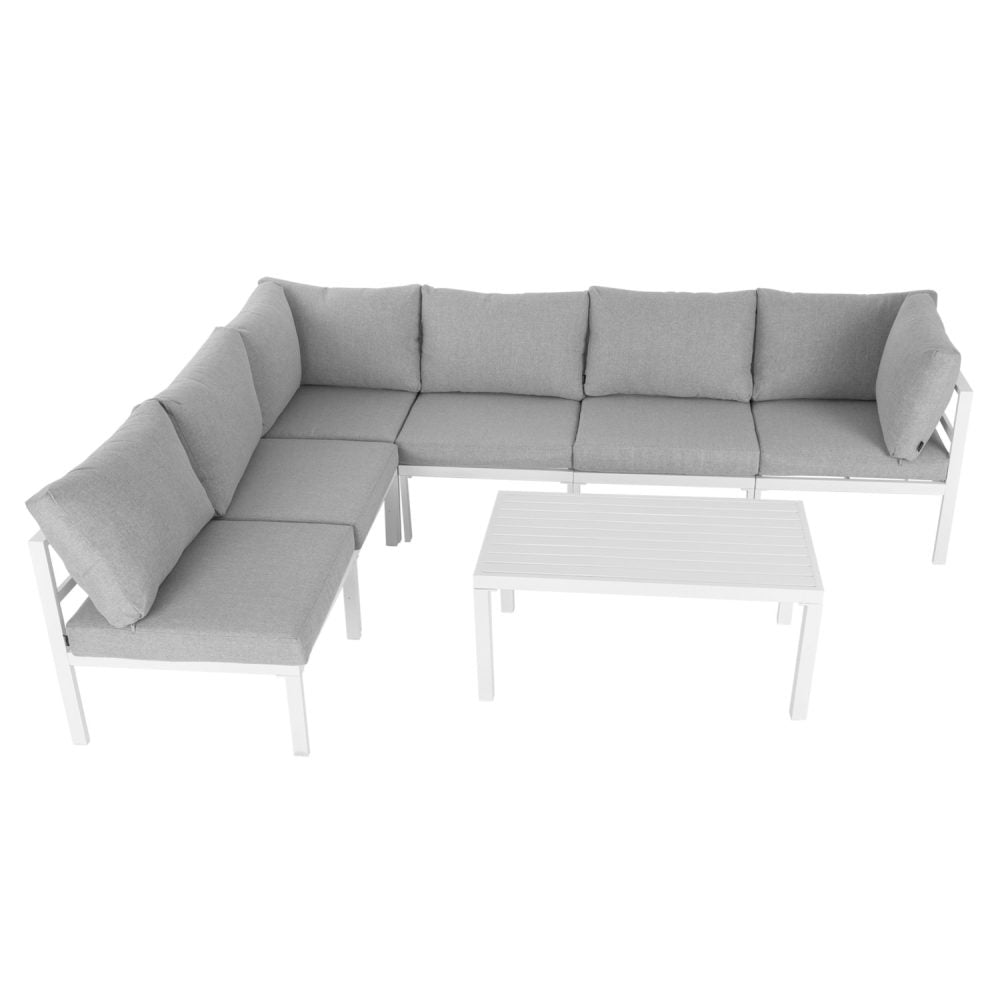 Outdoor White Modern 7 Piece Lounge Set