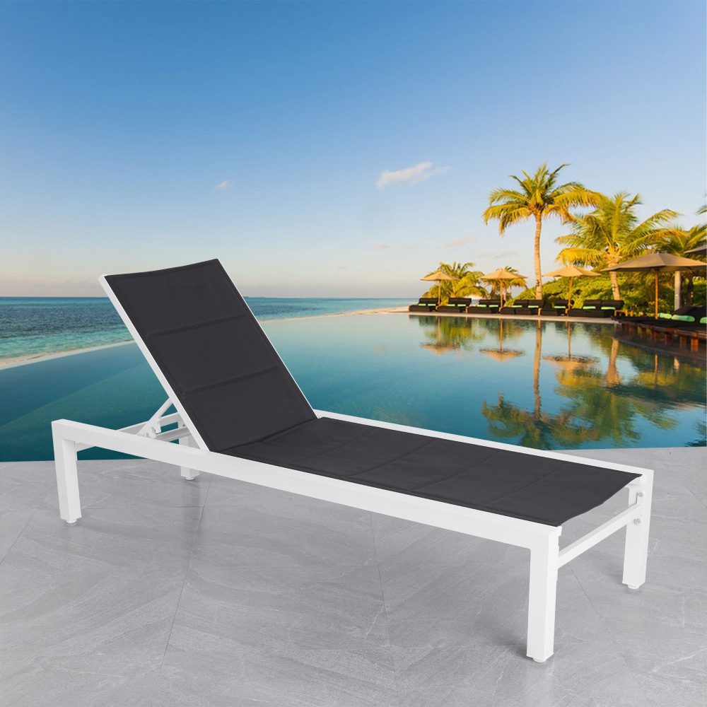 Adjustable Outdoor Sun Lounger in Aluminium White