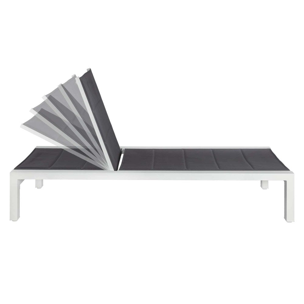 Adjustable Outdoor Sun Lounger in Aluminium White