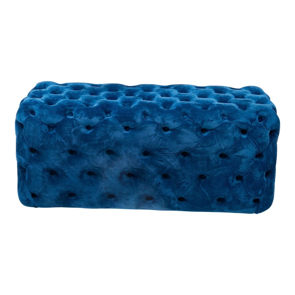 Elsa Navy Blue Velvet Ottoman-Rectangular