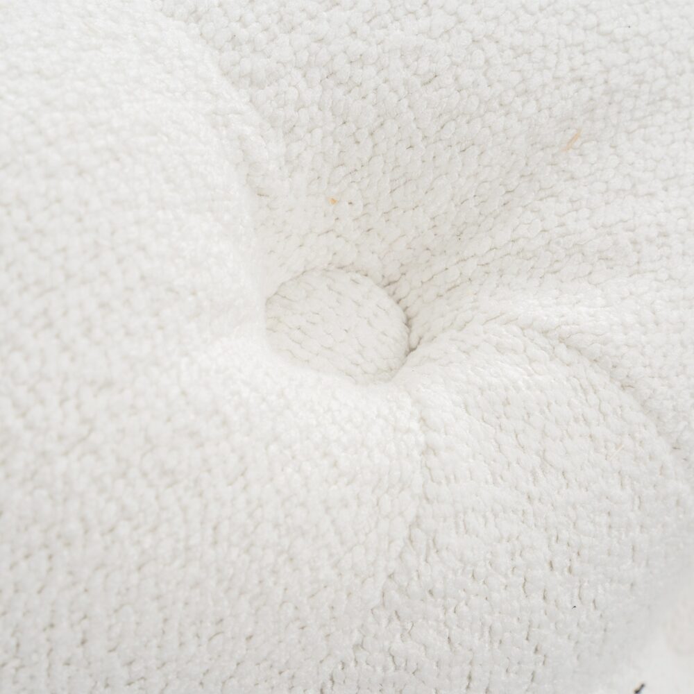 Bouclé White Ottoman-Round