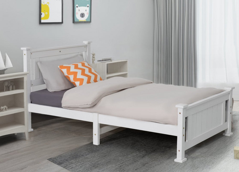 Double Solid Pine Timber Bed Frame &#8211; White